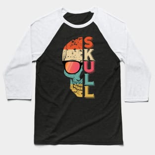 Colourful Skull WIth Glasses Baseball T-Shirt